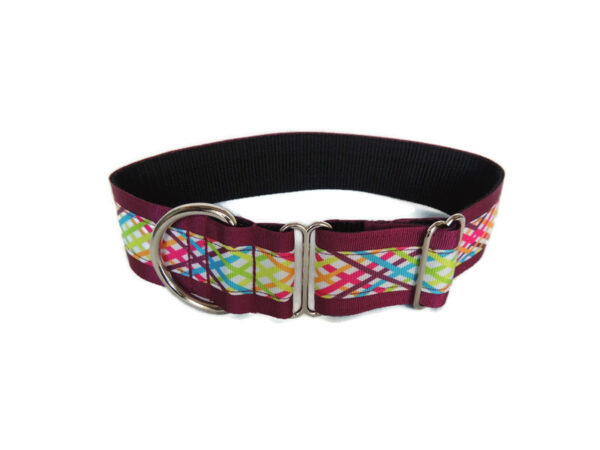 Everyday walking collar - Burgundy criss cross - Image 3