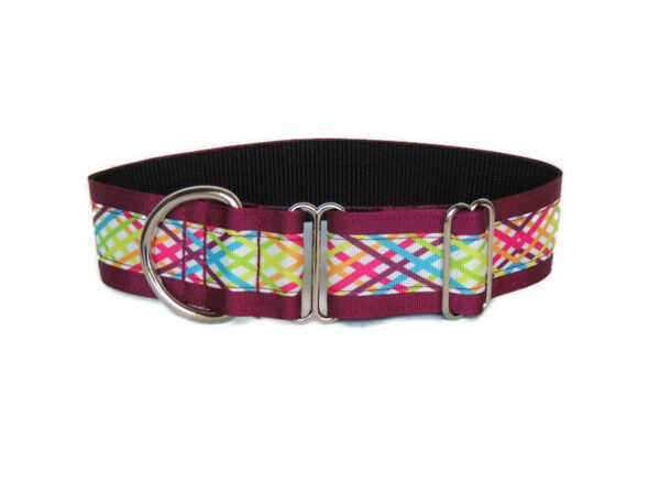 Everyday walking collar - Burgundy criss cross